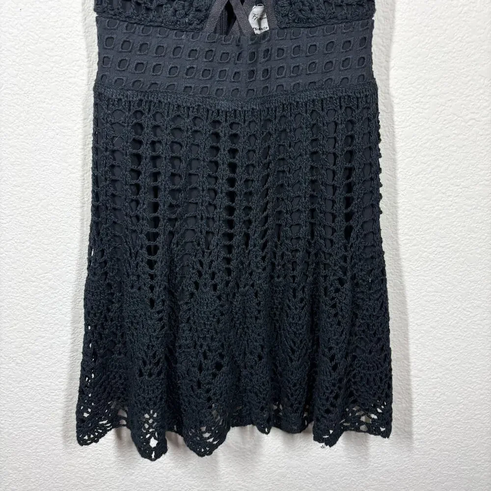 Free People Limited Edition 0 Little Debbie Crochet Dress Black Sleeveless - Picture 5 of 10